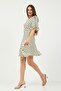 Cream Polka Dot Patterned Flounced Chiffon Dress
