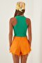 Women's Green Corded Textured Lycra Blouse YK00035 - 4