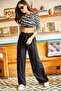 Women's Black Belted Woven Viscon Palazzo Trousers PNT-19000169 - 2