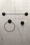 Black Economical 3-Piece Bathroom Set, Assembled Set, Double Robe Holder - Long Towel Holder - Round Towel Holder - 2