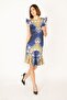 Women's Navy Blue Flounce Detailed Lined Dress 85n7029