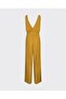 Yellow Viscose Fabric Pleat Detail Collared Belted Jumpsuit Dress - 5