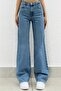 Loiss Blue Lycra Super High Waist Loose Jeans Palazzo Pants. (Super High)
