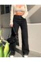 Women's Black High Waist Lycra Wide Leg Jeans - Wide Leg - 4