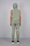 Light Green Printed Slit Detailed Hooded Sports Suit - 5