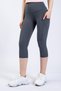 Snc Women's Gray Pocket High Waist Leggings, Capri Yoga Tights 19" - 5