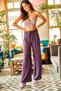 Women's Purple Belted Woven Viscon Palazzo Trousers PNT-19000169