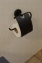 Black Economical 3-Piece Bathroom Set, Assembled Set, Paper Holder with Lid - Long Towel Holder - Round Towel Holder - 5