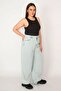 Women's Large Size Blue Silicone Printed Mom Jean Pants 65n33074 - 2