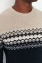 Navy Blue Slim Fit Woolen Bicycle Collar Panel Jacquard Knitwear Sweater Tmnaw21Kz0738 - 3