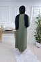 Women's Large Size Stone Detailed Triple Suit with Pockets - Khaki - 4