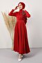 Satin Shoulder Evening Dress Red