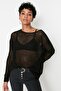 Black Extra Wide Fit Cotton Openwork/Perforated Knitwear Sweater TWOAW20FV0184 - 2