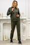 Plus Size Khaki Leopard Stones Cotton Tracksuit Set - Two Thread - 4