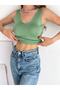 Women's Front Back V-Neck Ladder Detailed Knitwear Athlete Trk6000 - 4