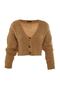 Camel Soft Textured Crop Button Detailed Knitwear Cardigan - 8