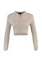 Bej Crop Fermuarlı Triko Hırka TWOAW21HI0154 - 6