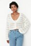 Ecru Crop Openwork/Pierced V-Neck TWOAW23HI00203 - 2