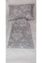 Gray Color Motif Teen Room Single Duvet Cover Set with Elastic Sheets (100X200)