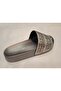 Women's Gray Stone Beaded Single Strap Slippers - 2