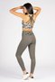 Khaki High Waist Women's Sports Leggings with Back Pocket - 2