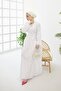 428 Magnificent Collar Buttoned Hijab Dress White