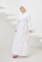 428 Magnificent Collar Buttoned Hijab Dress White - 5