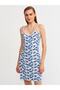 90119 Patterned Strappy Knitwear Dress-cobalt blue