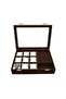 Watch Glasses Ring Mixed Wood with Leather Covering Coffee Color Jewelry Box