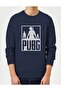 Pubg 3 Man Team Printed Indigo Blue Navy Blue Men's Knitted Sweatshirt Long Sleeve