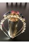 Vertical Large Crystal Jewelled Crown Set of 2 - Colorful & Silver Crystal Stone - 8