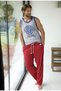 Multi-Colored Zero-Sleeved Long-Legged Large Size Pajama Set