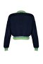 Lacivert Crop Kolej Temalı Triko Kazak TWOAW22KZ1492 - 6