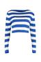 Lacivert Crop Basic Çizgili Triko Kazak TWOAW23KZ00034 - 6