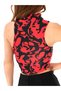 Women's Half Turtleneck Sleeveless Red Patterned Crop Body - 4