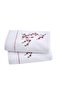 Flovie 100% Cotton 50x100 Pink Flower Embroidered 2-Piece Towel Set