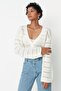 Ecru Crop Openwork/Pierced V-Neck TWOAW23HI00203 - 3