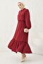 Meyra Buttoned Ayrobin Hijab Dress - Claret Red - 4