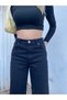 Women's High Waist Wide Leg Jeans Lycra Wide Leg Denim Trousers Black Loose Model - 2