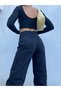 Women's High Waist Wide Leg Jeans Lycra Wide Leg Denim Trousers Black Loose Model - 4