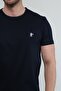 Blue - Erkek Merserize Pamuk Basic T-shirt - 4