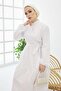 428 Magnificent Collar Buttoned Hijab Dress White - 2