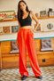 Women's Orange Pocketed Pleated Palazzo Atlas Trousers PNT-19000149 - 4