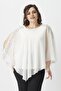 White Shoulder Jewelled Slit Chiffon Cloak Plus Size Stylish Blouse - 3