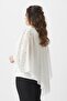 White Shoulder Jewelled Slit Chiffon Cloak Plus Size Stylish Blouse - 4