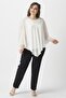 White Shoulder Jewelled Slit Chiffon Cloak Plus Size Stylish Blouse - 6