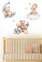 Watercolor Textured Plush Pilot And Sleeping Teddy Bear Children's Room Decorative Wall Sticker Wall Ornament - 5
