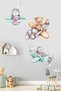 Watercolor Textured Plush Pilot Rabbits and Teddy Bear Children's Room Wall Sticker Set Wall Decoration - 4