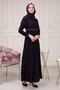 Women's Abaya Striped Waist Printed Flared Mevlana Abaya - 6