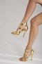 Snake Cross Strap Gold 10 cm Women's Classic Heeled Shoes - 4